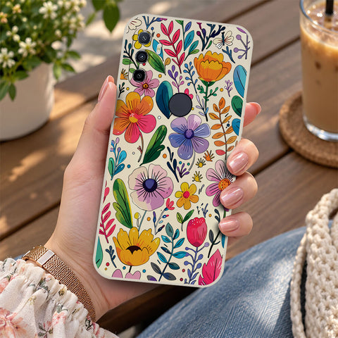 Oppo A32 Cover - Off White - D4 - ONation Petal Whismy Series - HQ Liquid Silicone Soft Case