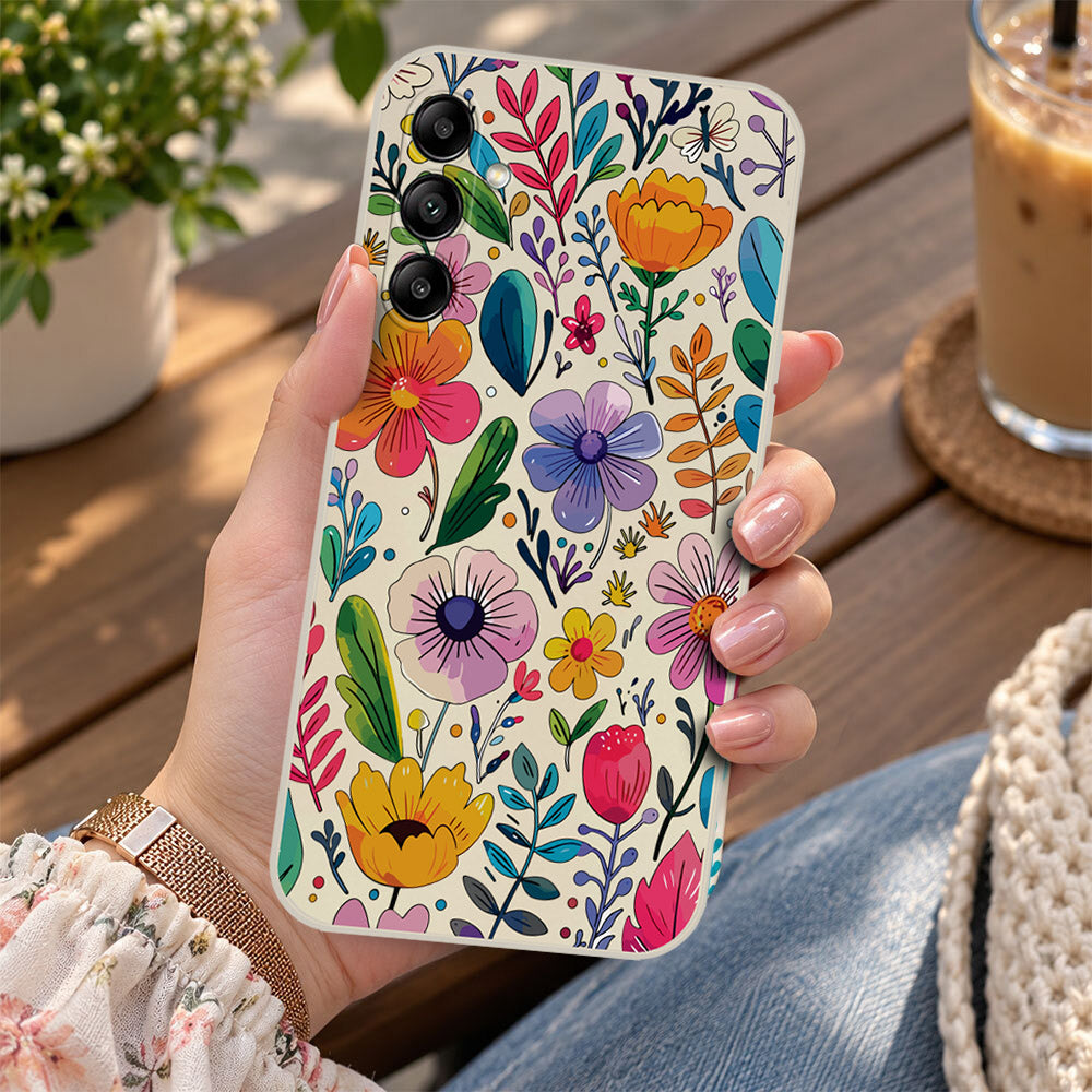 Samsung Galaxy A54 5G Cover - Off White - D4 - ONation Petal Whismy Series - HQ Liquid Silicone Soft Case