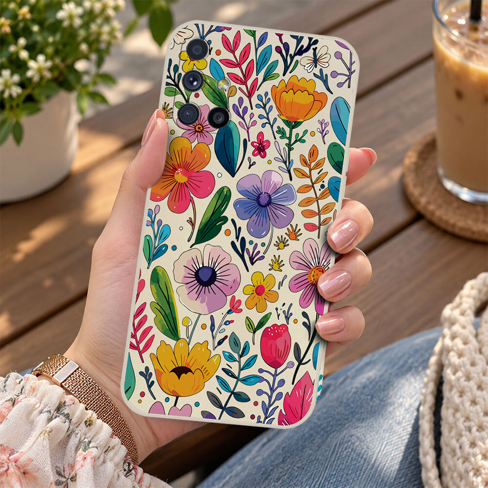 Samsung Galaxy M51 Cover - Off White - D4 - ONation Petal Whismy Series - HQ Liquid Silicone Soft Case