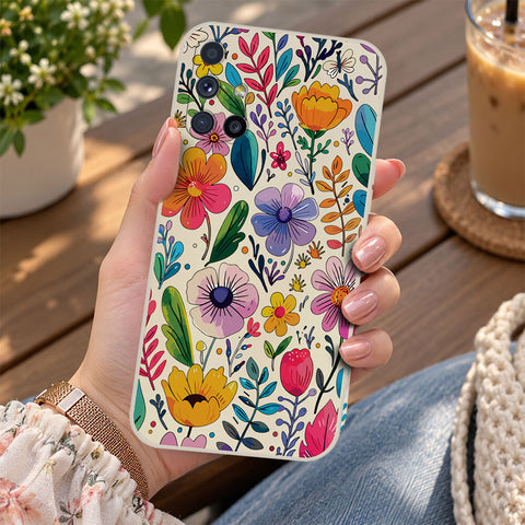 Samsung Galaxy M51 Cover - Off White - D4 - ONation Petal Whismy Series - HQ Liquid Silicone Soft Case