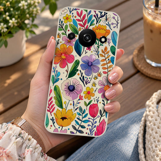 Xiaomi Redmi A3 Cover - Off White - D4 - ONation Petal Whismy Series - HQ Liquid Silicone Soft Case