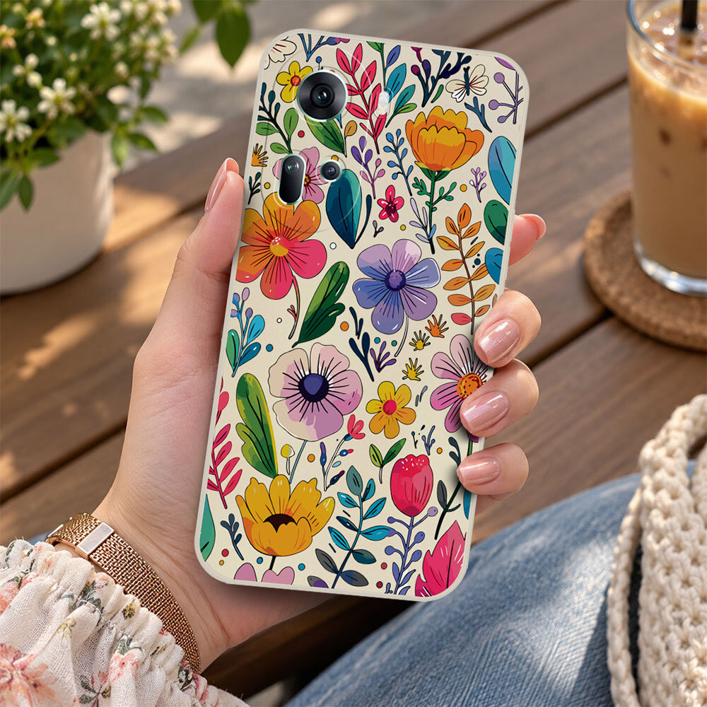 Oppo Reno 11 5G Cover - Off White - D4 - ONation Petal Whismy Series - HQ Liquid Silicone Soft Case