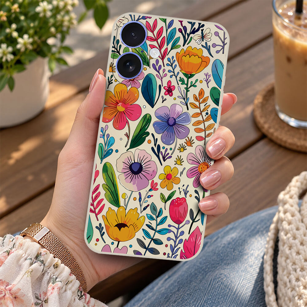 iPhone 16 Cover - Off White - D4 - ONation Petal Whismy Series - HQ Liquid Silicone Soft Case