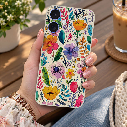 iPhone 16 Plus Cover - Off White - D4 - ONation Petal Whismy Series - HQ Liquid Silicone Soft Case