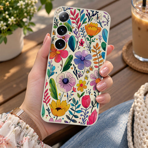 Samsung Galaxy A16 5G Cover - Off White - D4 - ONation Petal Whismy Series - HQ Liquid Silicone Soft Case