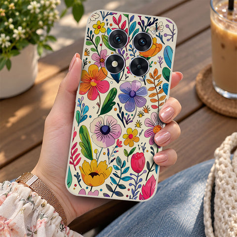 Xiaomi Redmi Note 14 Pro Plus 5G Cover - Off White - D4 - ONation Petal Whismy Series - HQ Liquid Silicone Soft Case