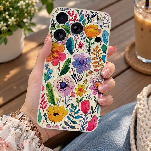 iPhone 17 Pro Max Cover - Off White - D4 - ONation Petal Whismy Series - HQ Liquid Silicone Soft Case