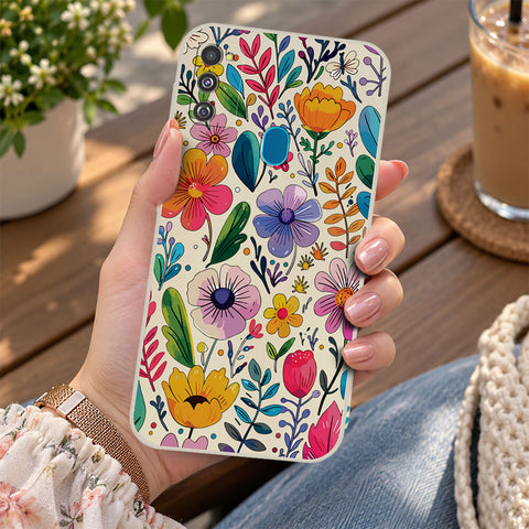 Samsung Galaxy M30s Cover - Off White - D4 - ONation Petal Whismy Series - HQ Liquid Silicone Soft Case
