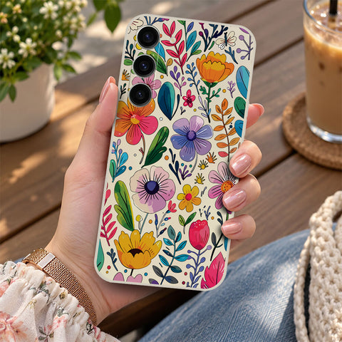Samsung Galaxy S23 Plus 5G Cover - Off White - D4 - ONation Petal Whismy Series - HQ Liquid Silicone Soft Case