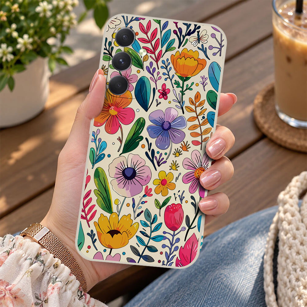 Samsung Galaxy A55 Cover - Off White - D4 - ONation Petal Whismy Series - HQ Liquid Silicone Soft Case