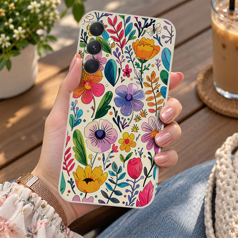 Samsung Galaxy A55 Cover - Off White - D4 - ONation Petal Whismy Series - HQ Liquid Silicone Soft Case