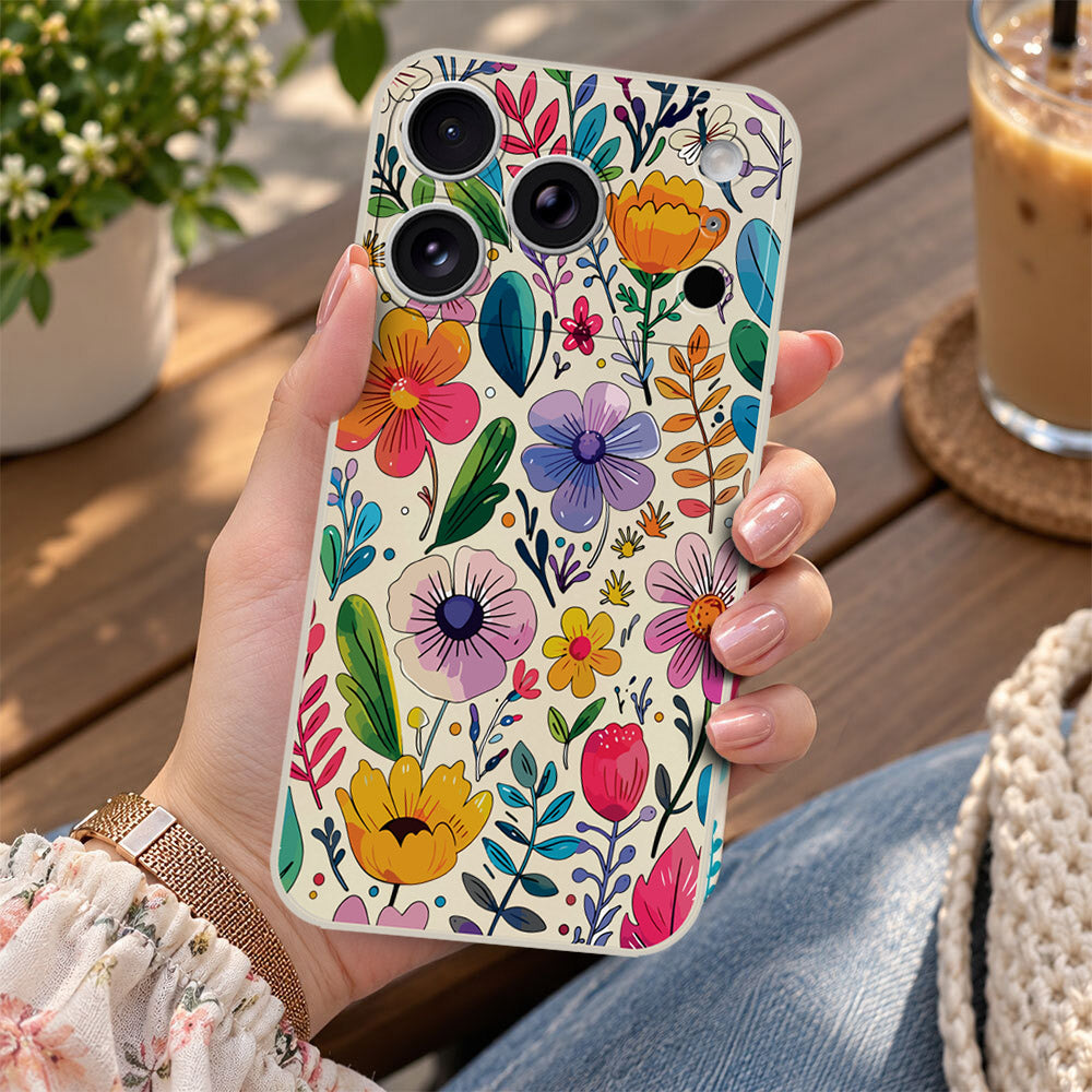iPhone 17 Pro Cover - Off White - D4 - ONation Petal Whismy Series - HQ Liquid Silicone Soft Case