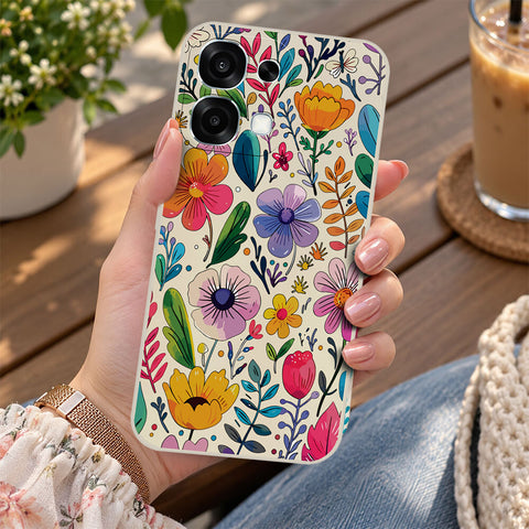 Oppo A6 Pro 4G Cover - Off White - D4 - ONation Petal Whismy Series - HQ Liquid Silicone Soft Case