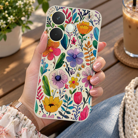Oppo A5 Pro 5G Cover - Off White - D4 - ONation Petal Whismy Series - HQ Liquid Silicone Soft Case