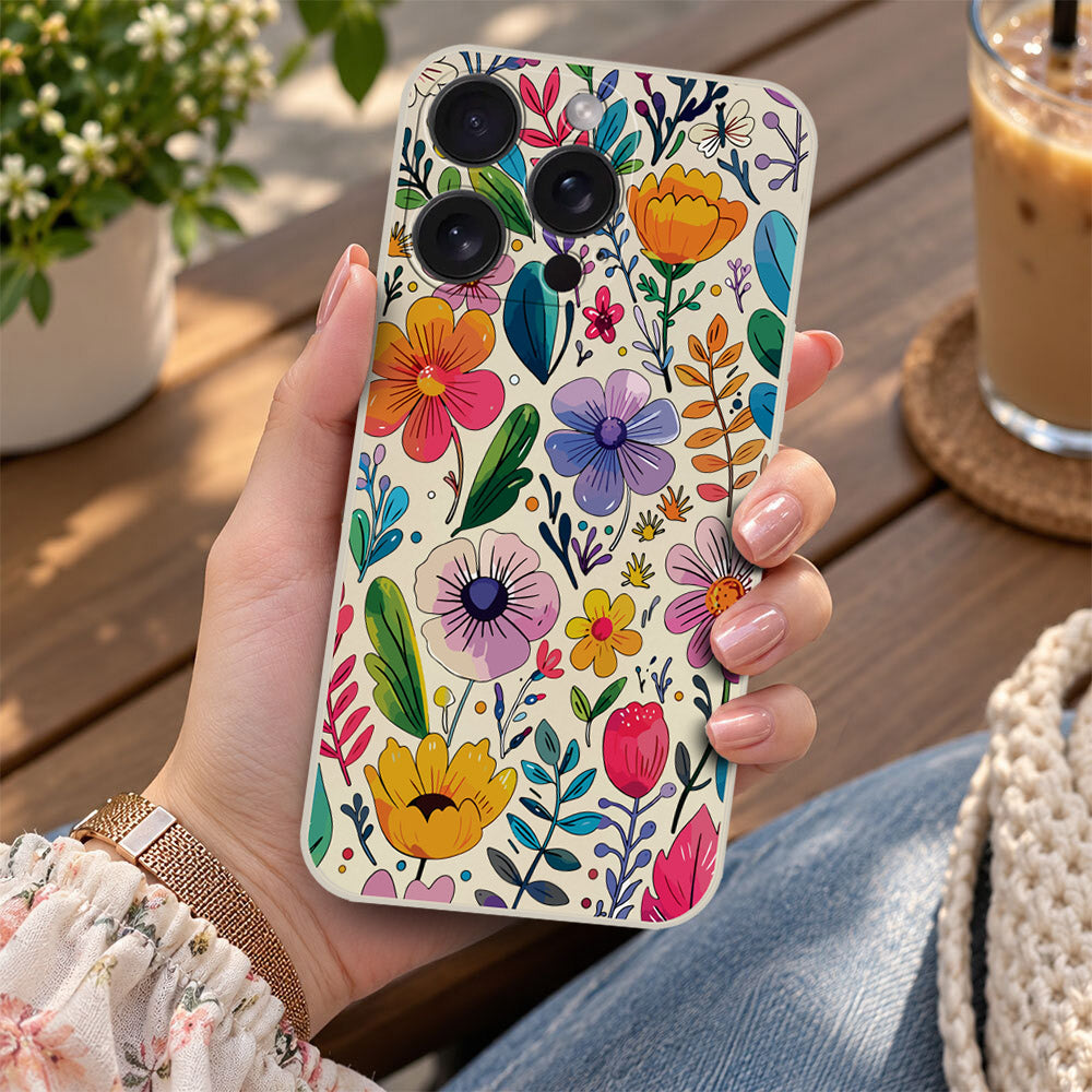 iPhone 15 Pro Cover - Off White - D4 - ONation Petal Whismy Series - HQ Liquid Silicone Soft Case