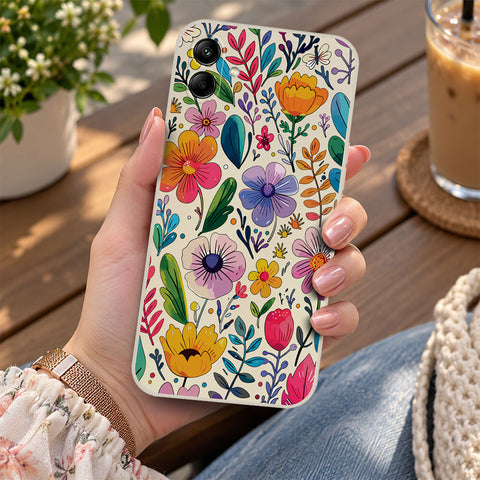 Samsung Galaxy M13 5G Cover - Off White - D4 - ONation Petal Whismy Series - HQ Liquid Silicone Soft Case