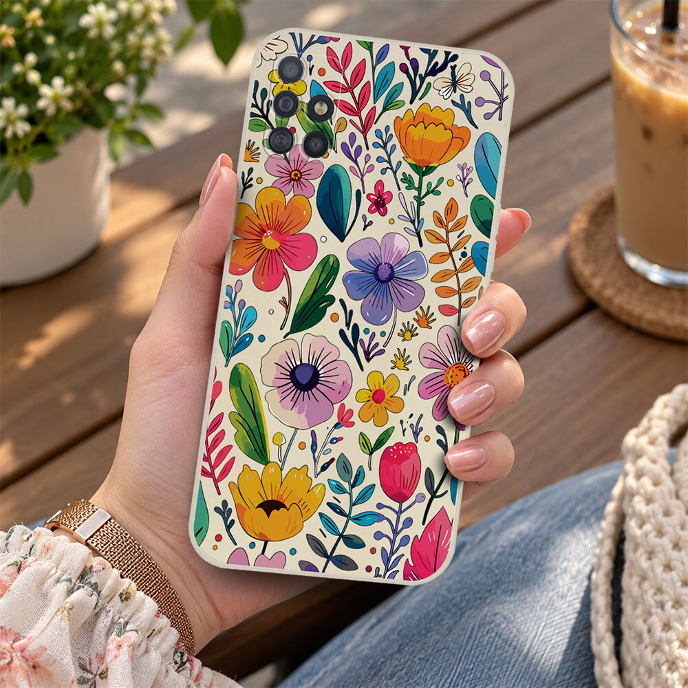 Samsung Galaxy A72 Cover - Off White - D4 - ONation Petal Whismy Series - HQ Liquid Silicone Soft Case