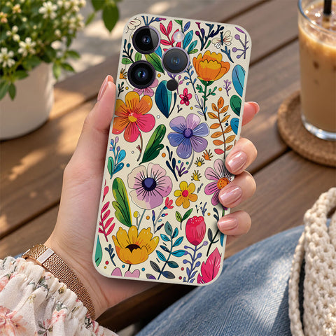 iPhone 14 Pro Cover - Off White - D4 - ONation Petal Whismy Series - HQ Liquid Silicone Soft Case