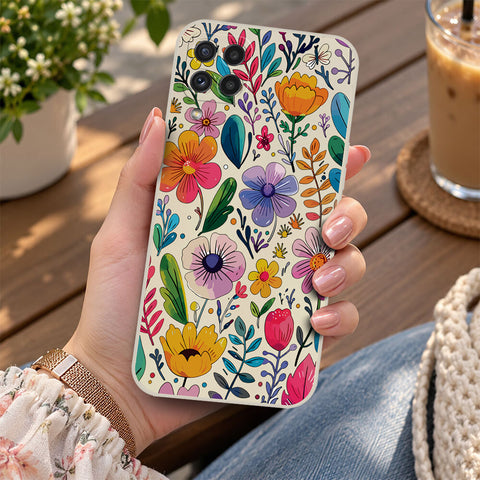 Samsung Galaxy A23 Cover - Off White - D4 - ONation Petal Whismy Series - HQ Liquid Silicone Soft Case