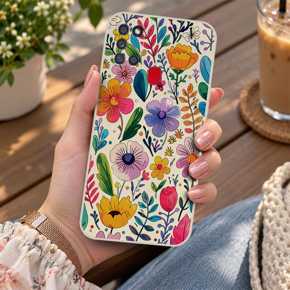 Samsung Galaxy A22 Cover - Off White - D4 - ONation Petal Whismy Series - HQ Liquid Silicone Soft Case