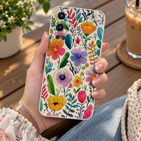 OnePlus 9R Cover - Off White - D4 - ONation Petal Whismy Series - HQ Liquid Silicone Soft Case