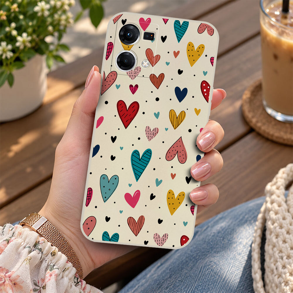 Oppo Reno 7 Lite Cover - Off White - D5 - ONation Petal Whismy Series - HQ Liquid Silicone Soft Case