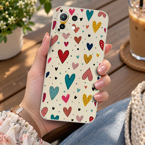 Xiaomi Poco F3 Cover - Off White - D5 - ONation Petal Whismy Series - HQ Liquid Silicone Soft Case