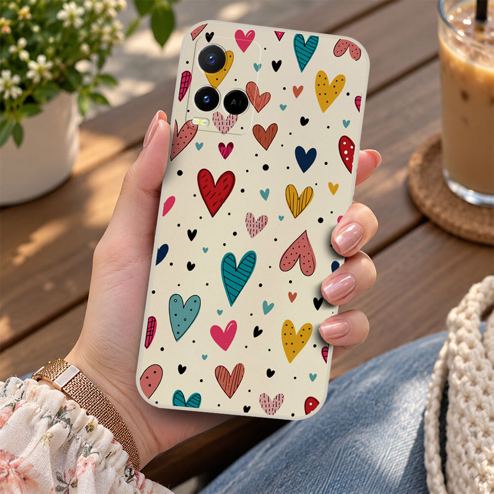 Vivo Y21e Cover - Off White - D5 - ONation Petal Whismy Series - HQ Liquid Silicone Soft Case