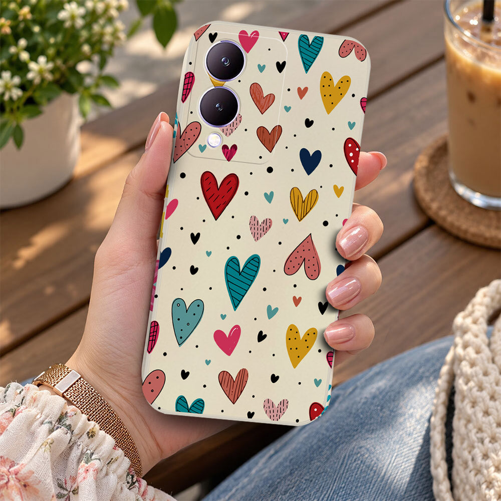 Vivo Y17s Cover - Off White - D5 - ONation Petal Whismy Series - HQ Liquid Silicone Soft Case