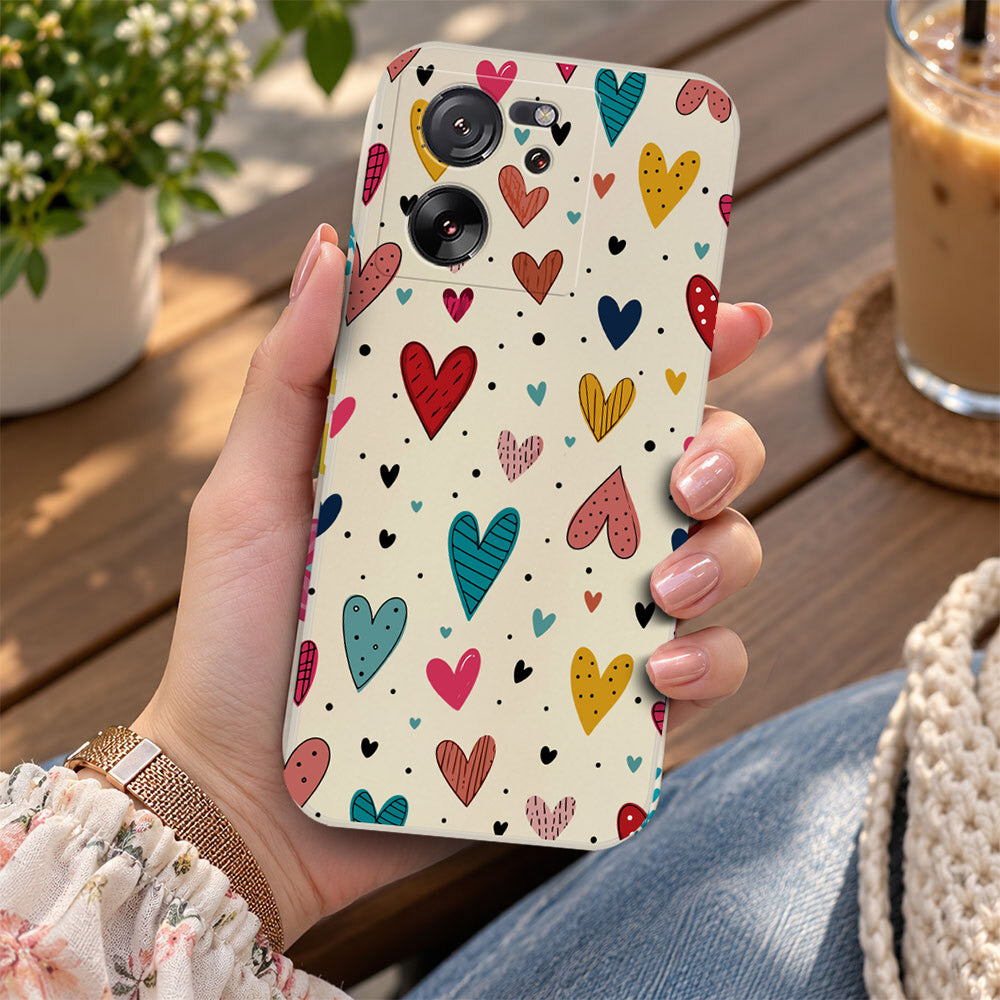 Xiaomi 13T Cover - Off White - D5 - ONation Petal Whismy Series - HQ Liquid Silicone Soft Case
