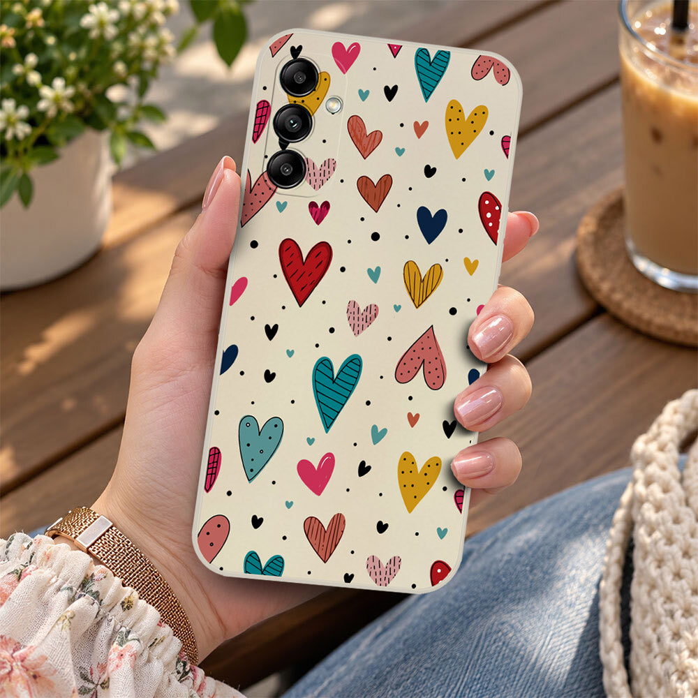 Samsung Galaxy A14 5G Cover - Off White - D5 - ONation Petal Whismy Series - HQ Liquid Silicone Soft Case