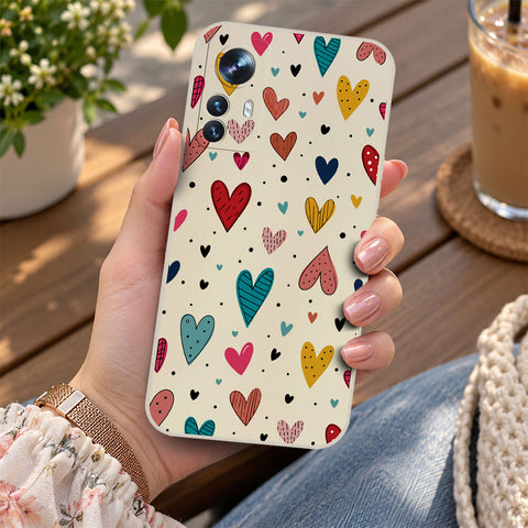 Xiaomi 12 Pro Cover - Off White - D5 - ONation Petal Whismy Series - HQ Liquid Silicone Soft Case