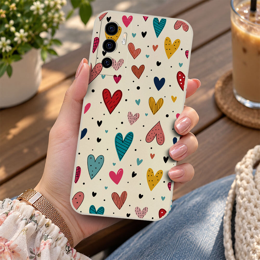 Vivo V23e Cover - Off White - D5 - ONation Petal Whismy Series - HQ Liquid Silicone Soft Case