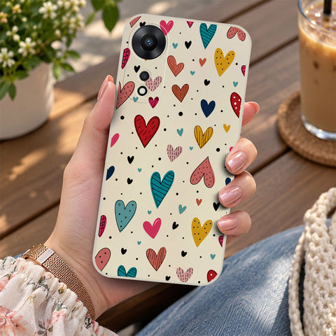 Oppo A78 4G Cover - Off White - D5 - ONation Petal Whismy Series - HQ Liquid Silicone Soft Case