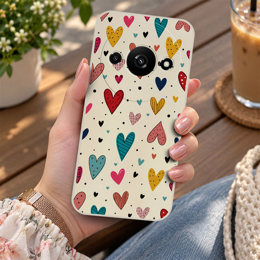 Xiaomi Redmi A3 Cover - Off White - D5 - ONation Petal Whismy Series - HQ Liquid Silicone Soft Case