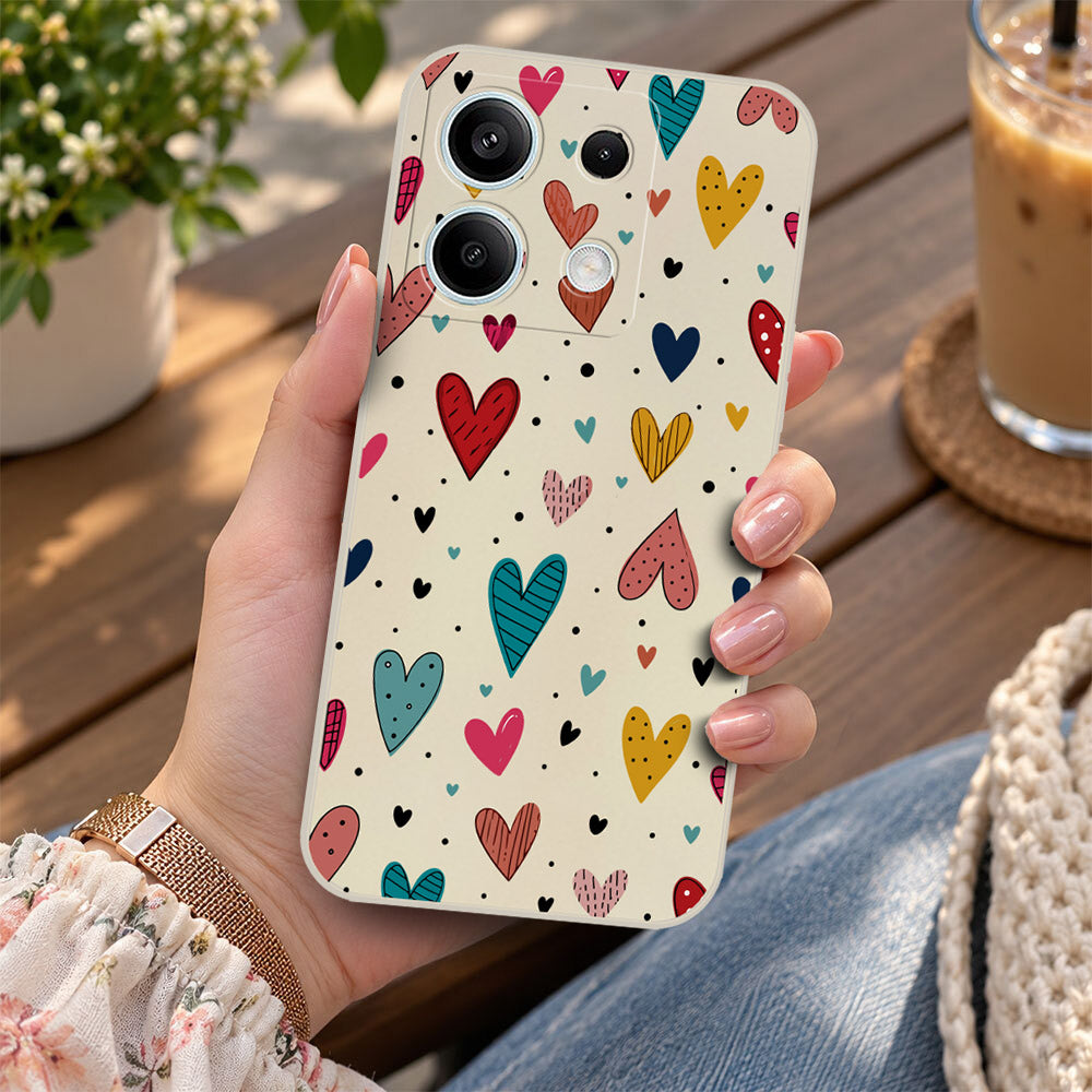 Xiaomi Redmi Note 13 Cover - Off White - D5 - ONation Petal Whismy Series - HQ Liquid Silicone Soft Case