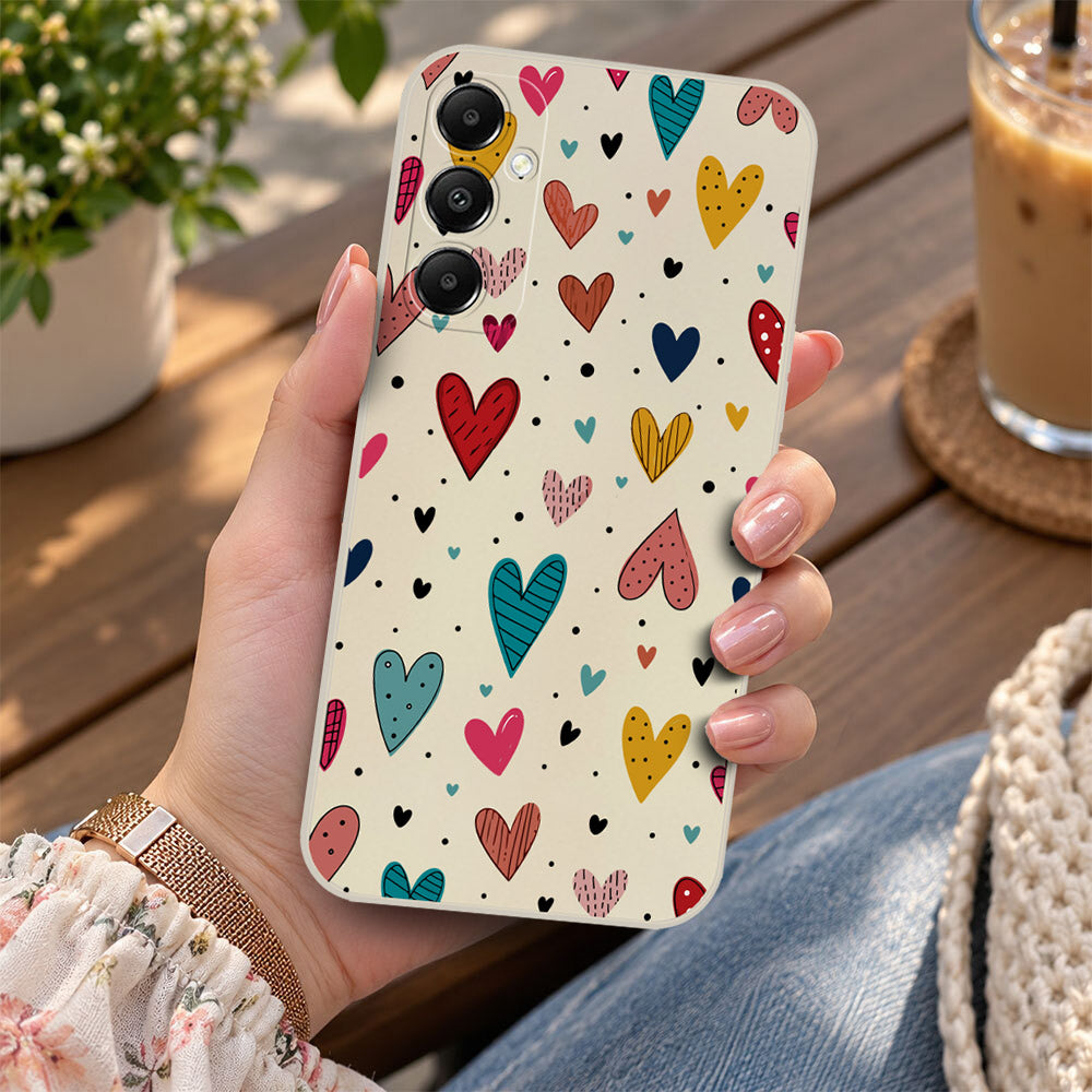 Samsung Galaxy A15 5G Cover - Off White - D5 - ONation Petal Whismy Series - HQ Liquid Silicone Soft Case