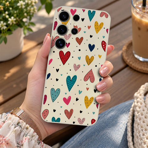Samsung Galaxy S24 Ultra Cover - Off White - D5 - ONation Petal Whismy Series - HQ Liquid Silicone Soft Case