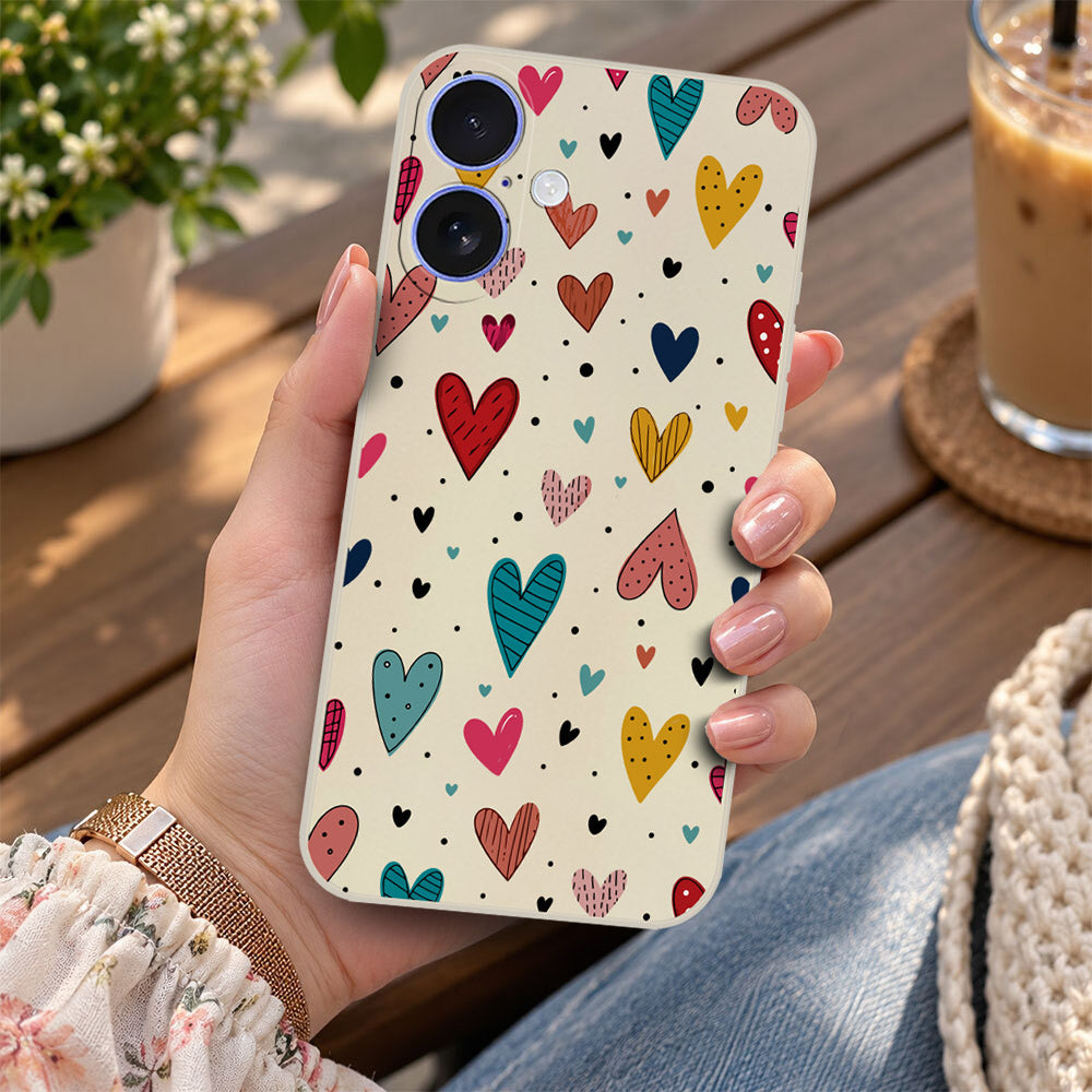 iPhone 16 Plus Cover - Off White - D5 - ONation Petal Whismy Series - HQ Liquid Silicone Soft Case