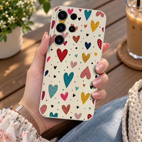 Samsung Galaxy S23 Ultra 5G Cover - Off White - D5 - ONation Petal Whismy Series - HQ Liquid Silicone Soft Case