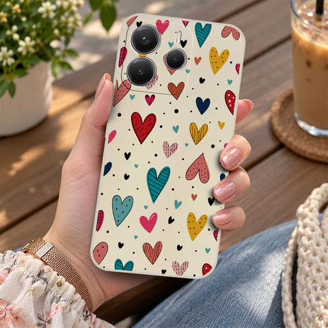 Xiaomi Redmi Note 14 4G Cover - Off White - D5 - ONation Petal Whismy Series - HQ Liquid Silicone Soft Case