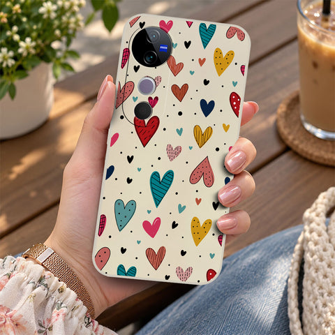 Vivo V40 Cover - Off White - D5 - ONation Petal Whismy Series - HQ Liquid Silicone Soft Case