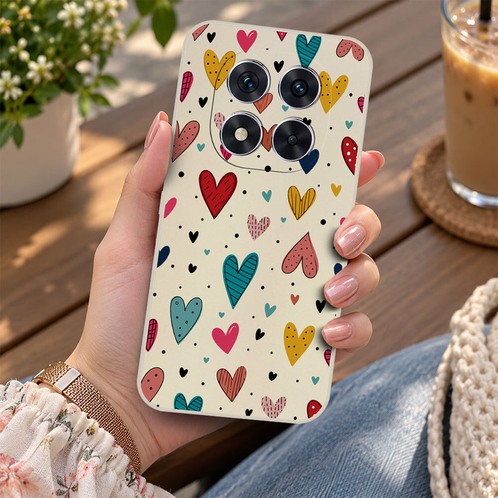 Xiaomi Redmi Note 14 Pro Plus 5G Cover - Off White - D5 - ONation Petal Whismy Series - HQ Liquid Silicone Soft Case