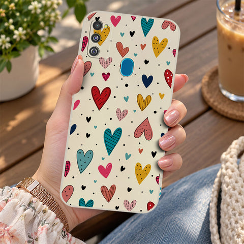 Samsung Galaxy M21 Cover - Off White - D5 - ONation Petal Whismy Series - HQ Liquid Silicone Soft Case