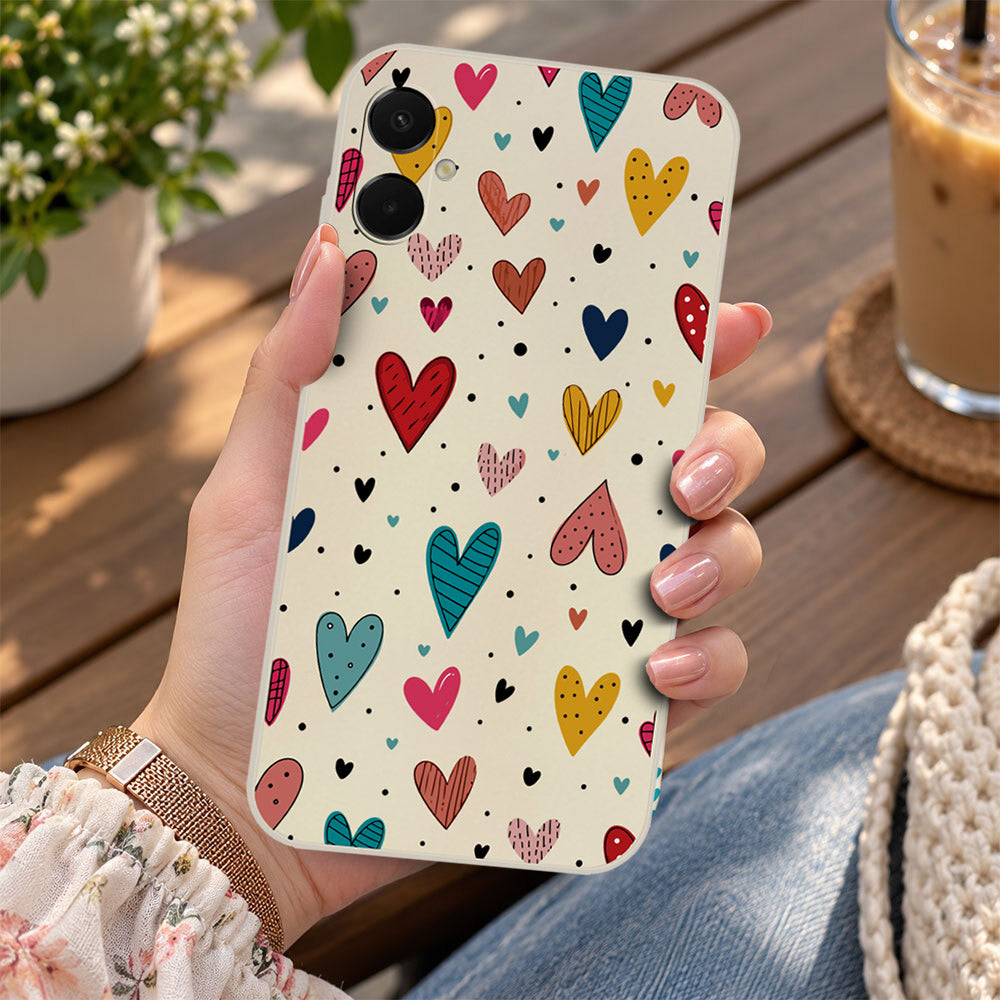 Samsung Galaxy A06 Cover - Off White - D5 - ONation Petal Whismy Series - HQ Liquid Silicone Soft Case
