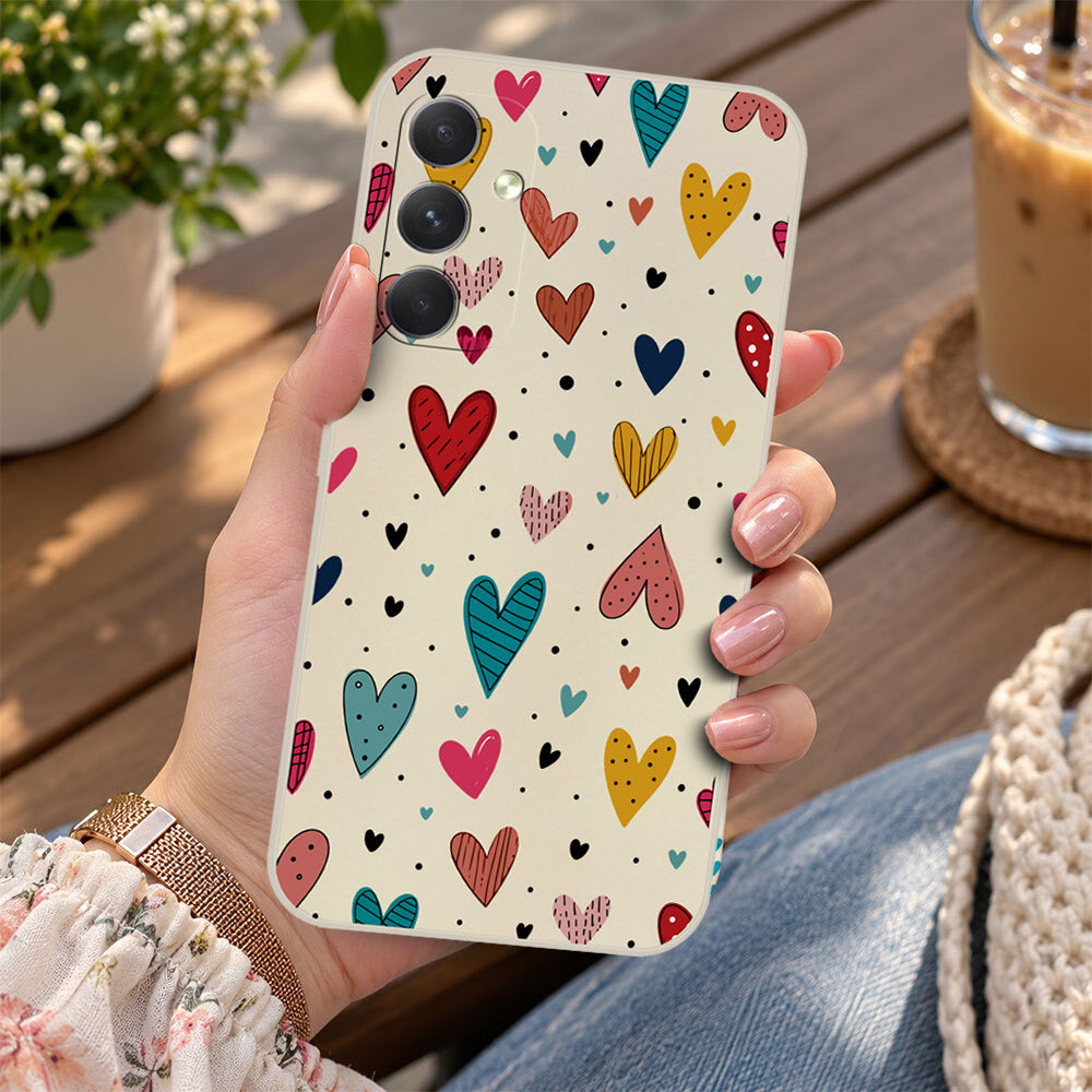 Samsung Galaxy A35 Cover - Off White - D5 - ONation Petal Whismy Series - HQ Liquid Silicone Soft Case
