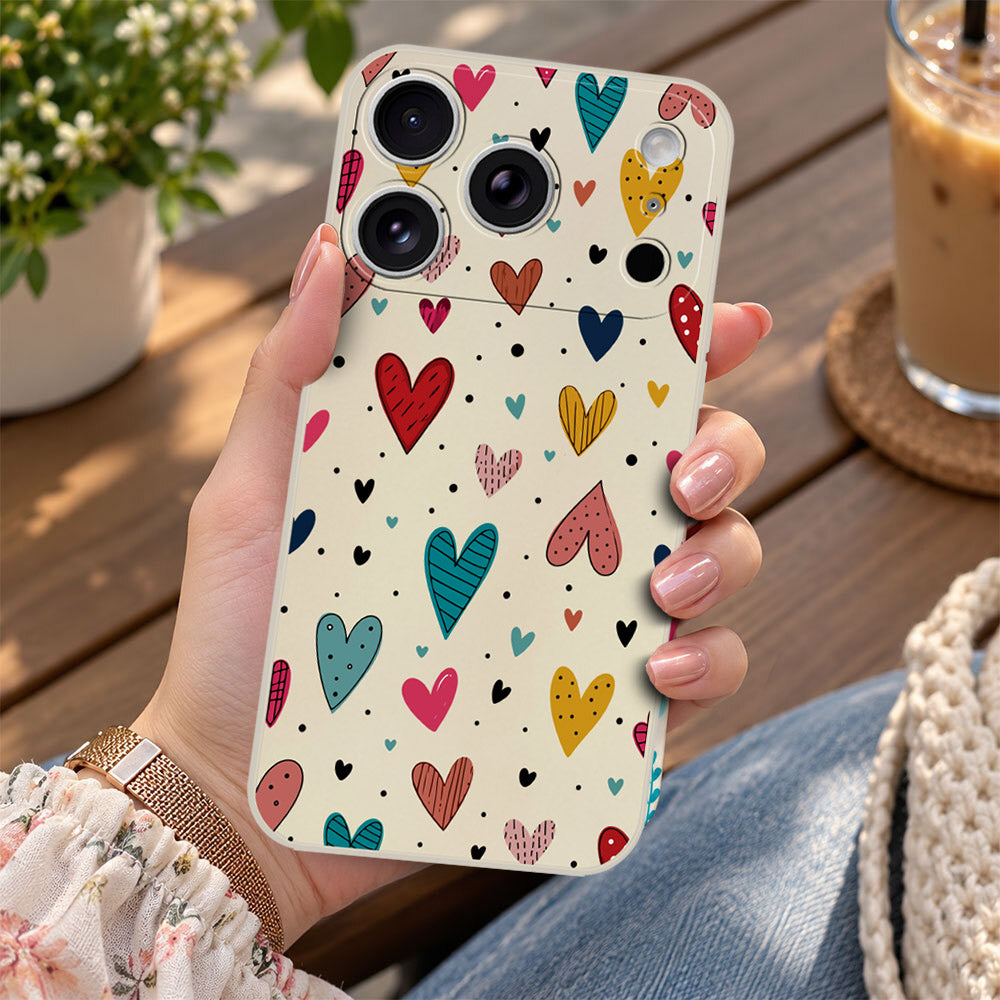 iPhone 17 Pro Cover - Off White - D5 - ONation Petal Whismy Series - HQ Liquid Silicone Soft Case