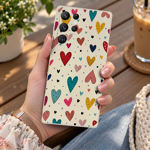 Samsung Galaxy S22 Ultra 5G Cover - Off White - D5 - ONation Petal Whismy Series - HQ Liquid Silicone Soft Case
