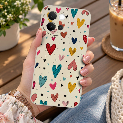 Vivo V40 Lite Cover - Off White - D5 - ONation Petal Whismy Series - HQ Liquid Silicone Soft Case