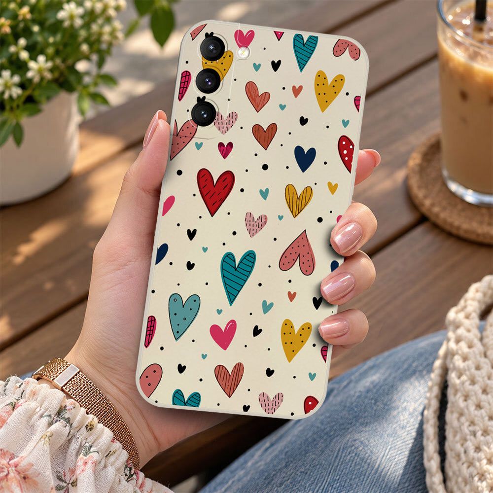 Samsung Galaxy S21 Plus 5G Cover - Off White - D5 - ONation Petal Whismy Series - HQ Liquid Silicone Soft Case
